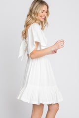 White Smocked Tie Back Dress