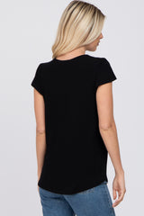 Black Lace Trim Short Sleeve Top