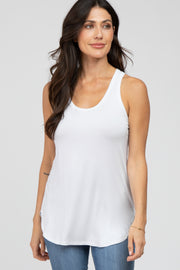 White Racerback Curved Hem Tank Top