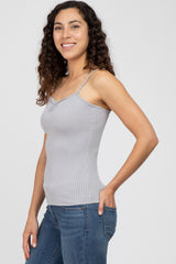 Grey Ribbed Tank Top