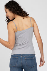 Grey Ribbed Tank Top