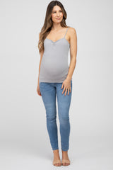 Grey Ribbed Maternity Tank Top