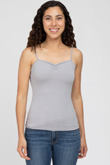 Grey Ribbed Tank Top