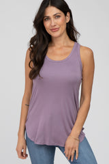 Lavender Racerback Curved Hem Maternity Tank Top