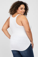 White Racerback Curved Hem Plus Maternity Tank Top