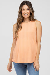 Orange Knit Sleeveless Maternity Top