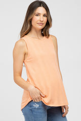 Orange Knit Sleeveless Maternity Top