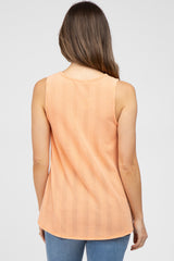 Orange Knit Sleeveless Maternity Top