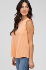 Orange Knit Sleeveless Top