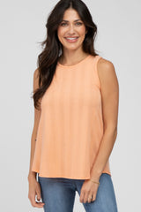 Orange Knit Sleeveless Top