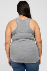 Heather Grey Racerback Curved Hem Plus Tank Top