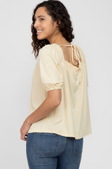 Yellow Ribbed Square Neck Top