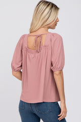 Mauve Ribbed Square Neck Top