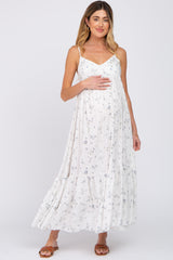 Ivory Floral Speckled Maternity Maxi Dress