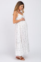 Ivory Floral Speckled Maternity Maxi Dress