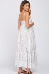 Ivory Floral Speckled Maternity Maxi Dress