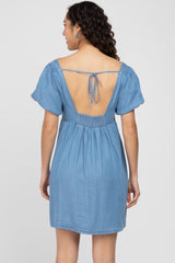 Blue Puff Sleeve Dress