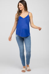 Royal Blue Curved Hem Maternity Tank Top