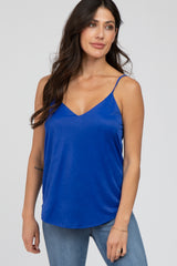 Royal Blue Curved Hem Maternity Tank Top