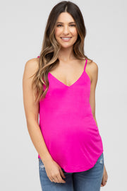 Fuchsia Curved Hem Maternity Tank Top