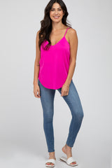 Fuchsia Curved Hem Tank Top