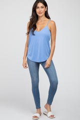 Light Blue Curved Hem Tank Top