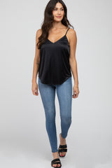 Black Curved Hem Tank Top