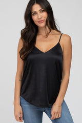 Black Curved Hem Maternity Tank Top