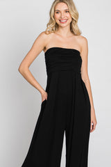 Black Strapless Wide Leg Jumpsuit