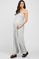 Heather Grey Wide Leg Maternity Jumpsuit