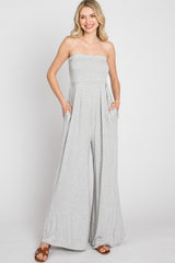 Heather Grey Wide Leg Maternity Jumpsuit