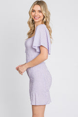 Lavender Gingham Smocked Mini Dress