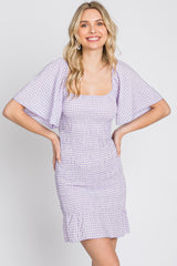 Lavender Gingham Smocked Mini Dress