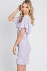 Lavender Gingham Smocked Mini Dress