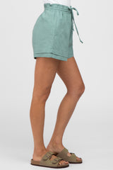 Sage Waist Tie Linen Shorts