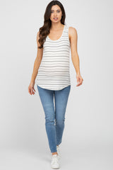 Ivory Striped Ribbed Maternity Tank Top