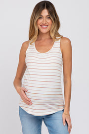 Rust Striped Ribbed Maternity Tank Top