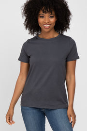 Charcoal Basic Short Sleeve Top