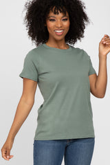 Olive Basic Short Sleeve Maternity Top