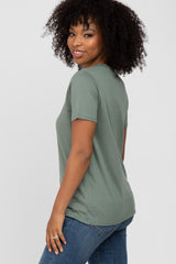 Olive Basic Short Sleeve Top