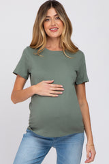 Olive Basic Short Sleeve Maternity Top