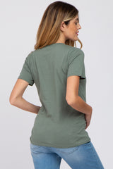 Olive Basic Short Sleeve Maternity Top