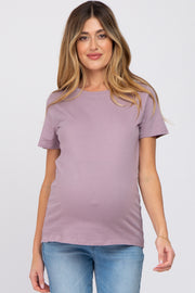 Lavender Basic Short Sleeve Maternity Top