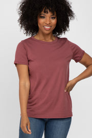 Burgundy Basic Short Sleeve Top