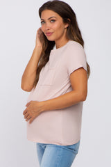 Pink Front Pocket Maternity Top