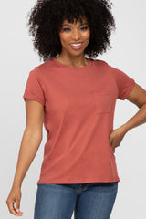 Rust Front Pocket Maternity Top