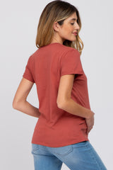 Rust Front Pocket Maternity Top