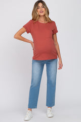 Rust Front Pocket Maternity Top