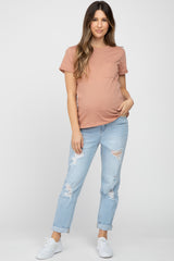 Salmon Front Pocket Maternity Top