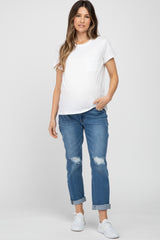 White Front Pocket Maternity Top